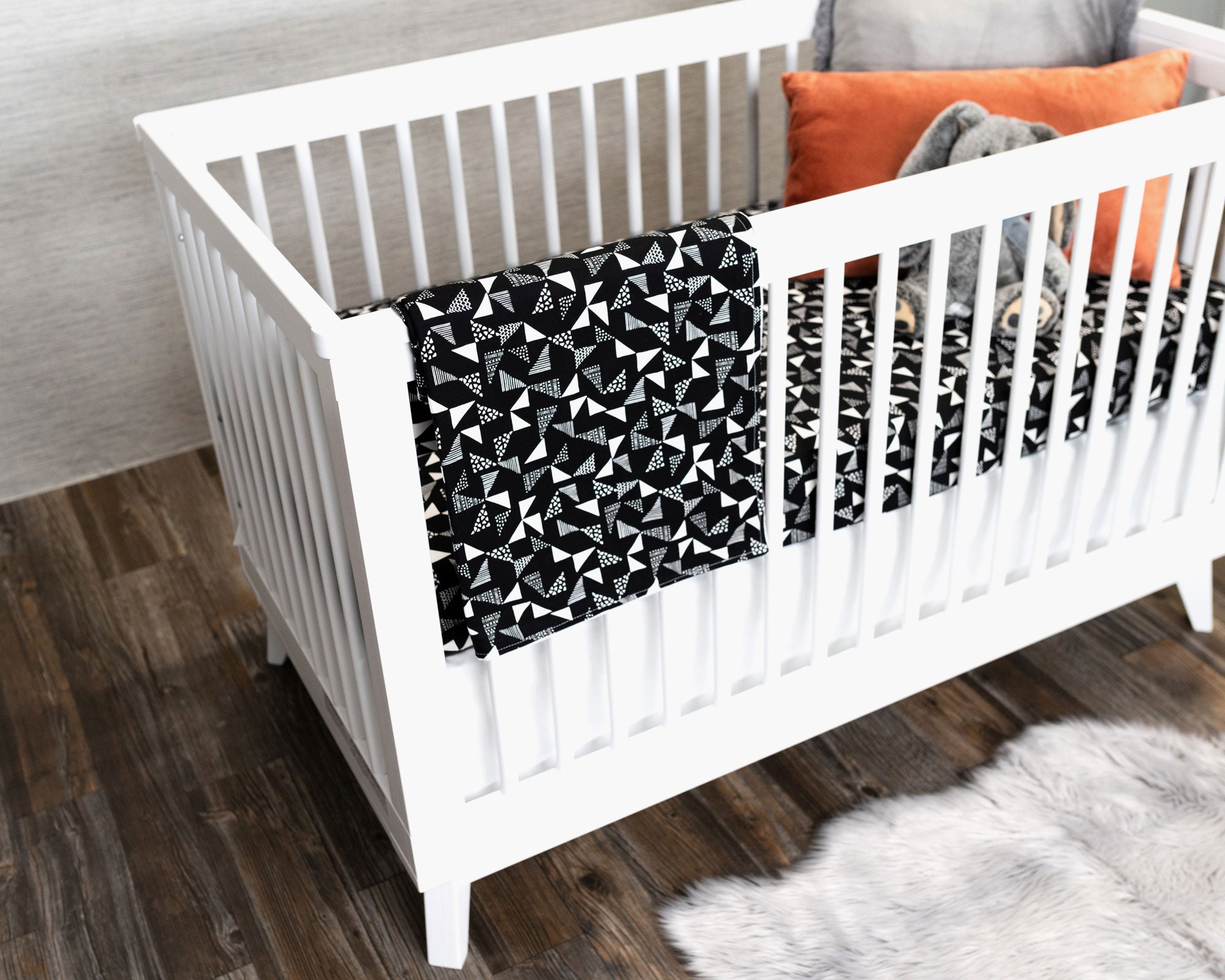 Pinwheels - Classic Nursery Bedding Set - Multi-Pinwheels on Black - Olli+Lime